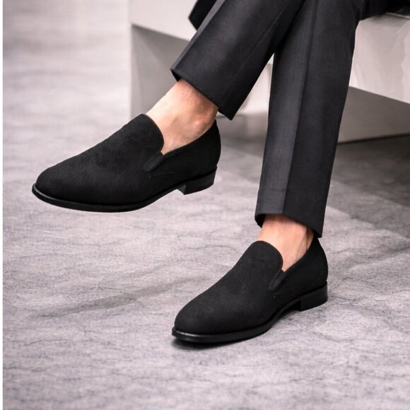Mezlan Crespi Venetian Loafers Men’s 10M Black Glass Suede Slip-On Dress Shoes main image 14